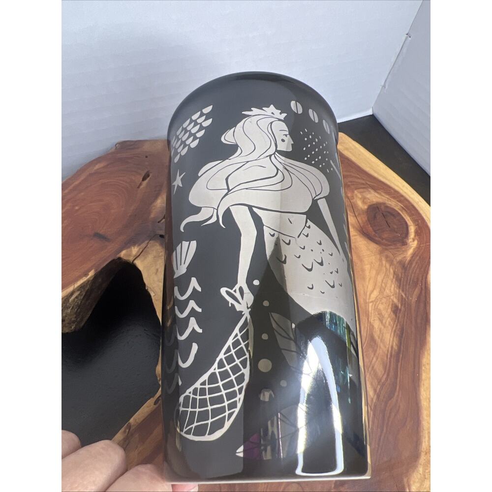 Starbucks Coffee Copper Gold Siren Mermaid Ceramic Travel Mug w/Lid 2022 12oz ☕